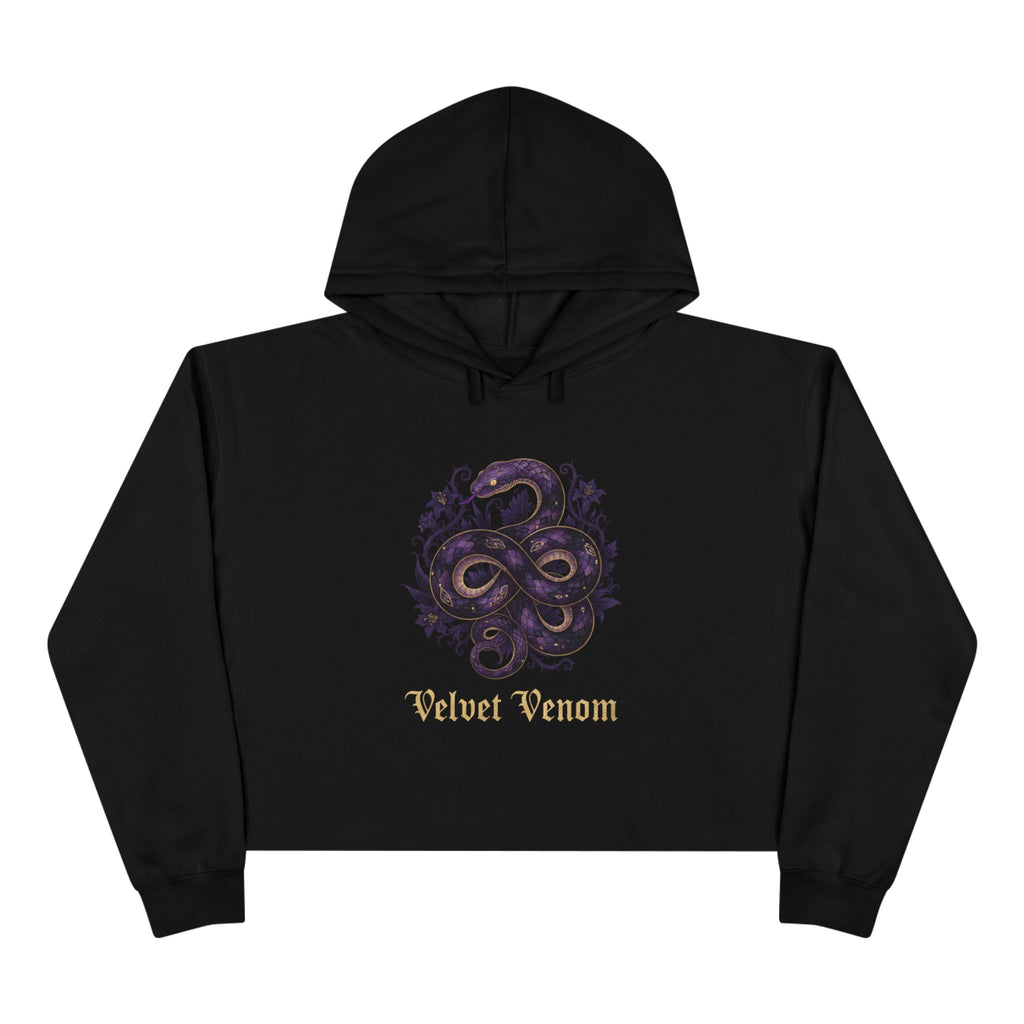 Velvet Venom Gothic Purple Snake Graphic Crop Hoodie