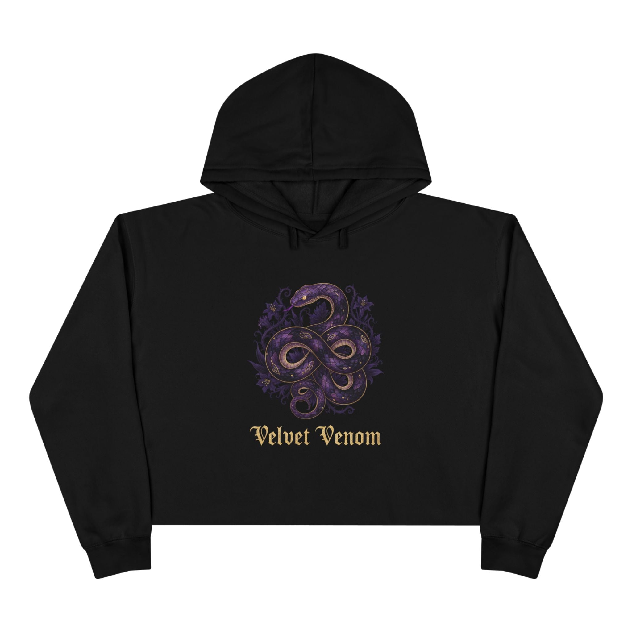 Velvet Venom Gothic Purple Snake Graphic Crop Hoodie