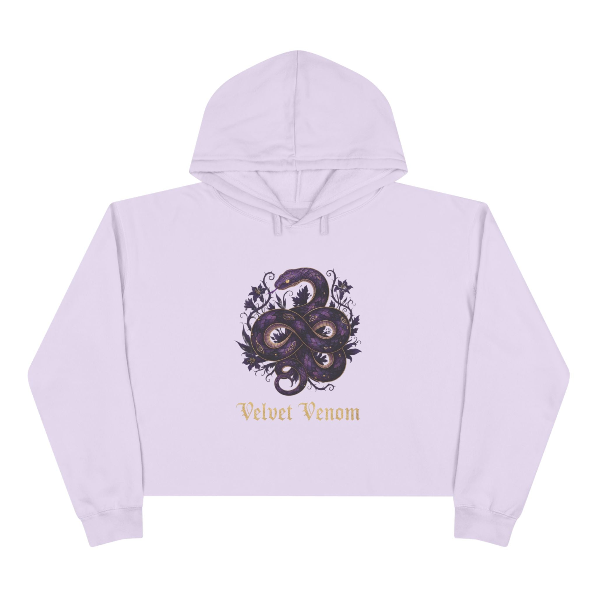 Velvet Venom Gothic Purple Snake Graphic Crop Hoodie