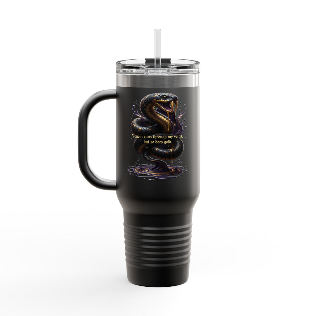 40oz Insulated Travel Mug Black Snake Design