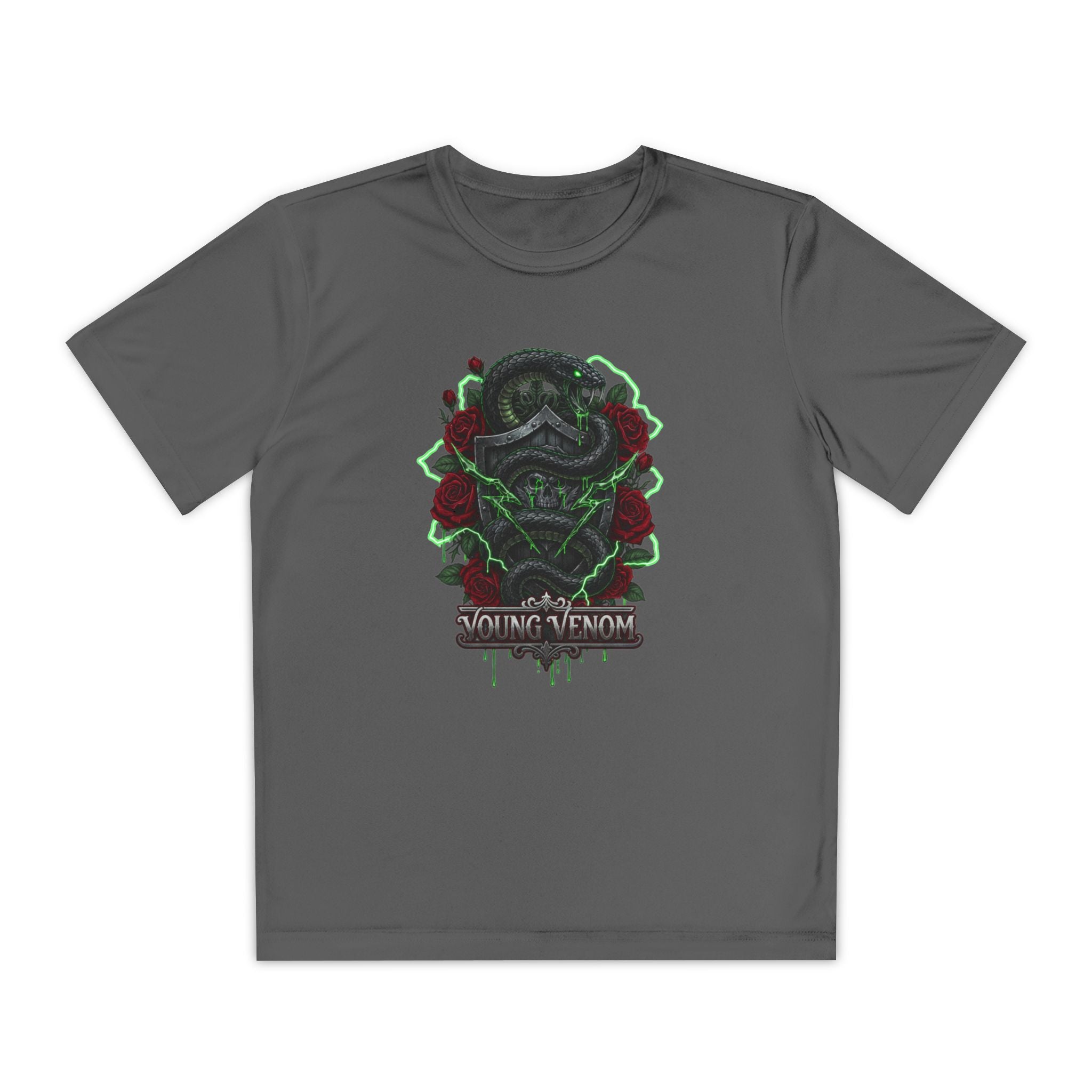 Boys Gothic Skull & Rose Young Venom Tee