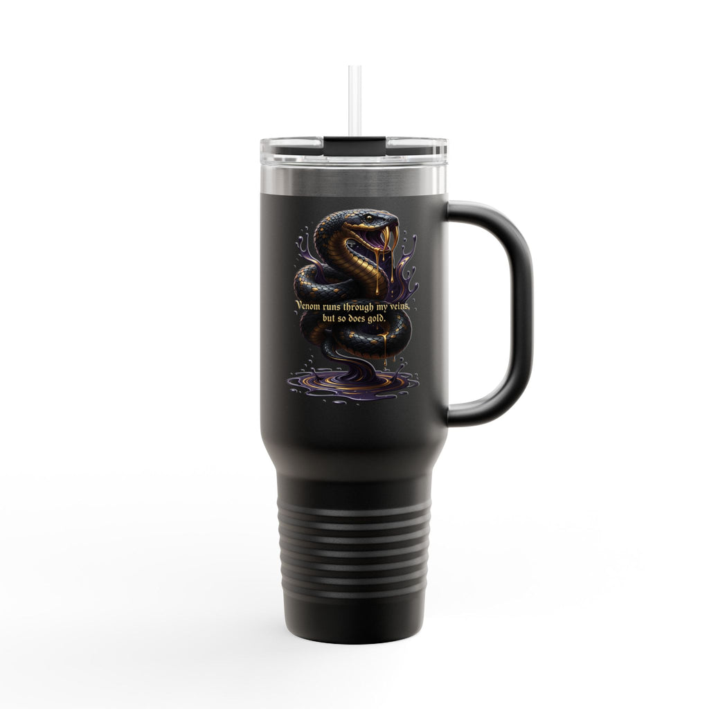 40oz Insulated Travel Mug Black Snake Design