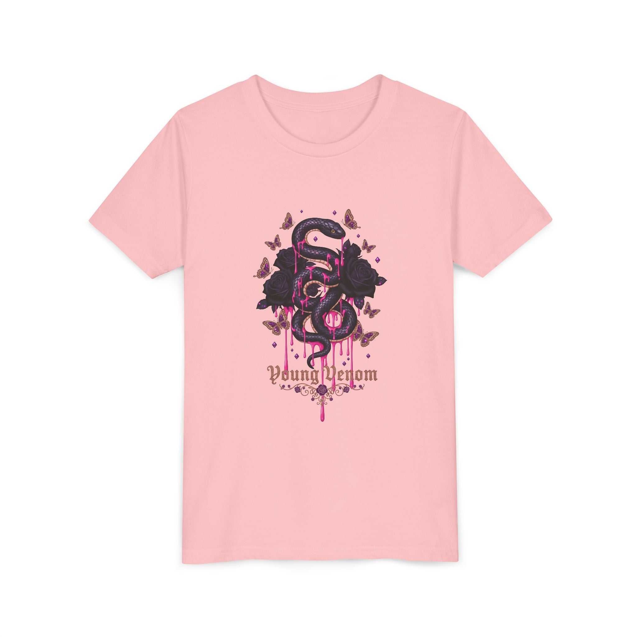 Girls Gothic Snake & Roses Young Venom Tee