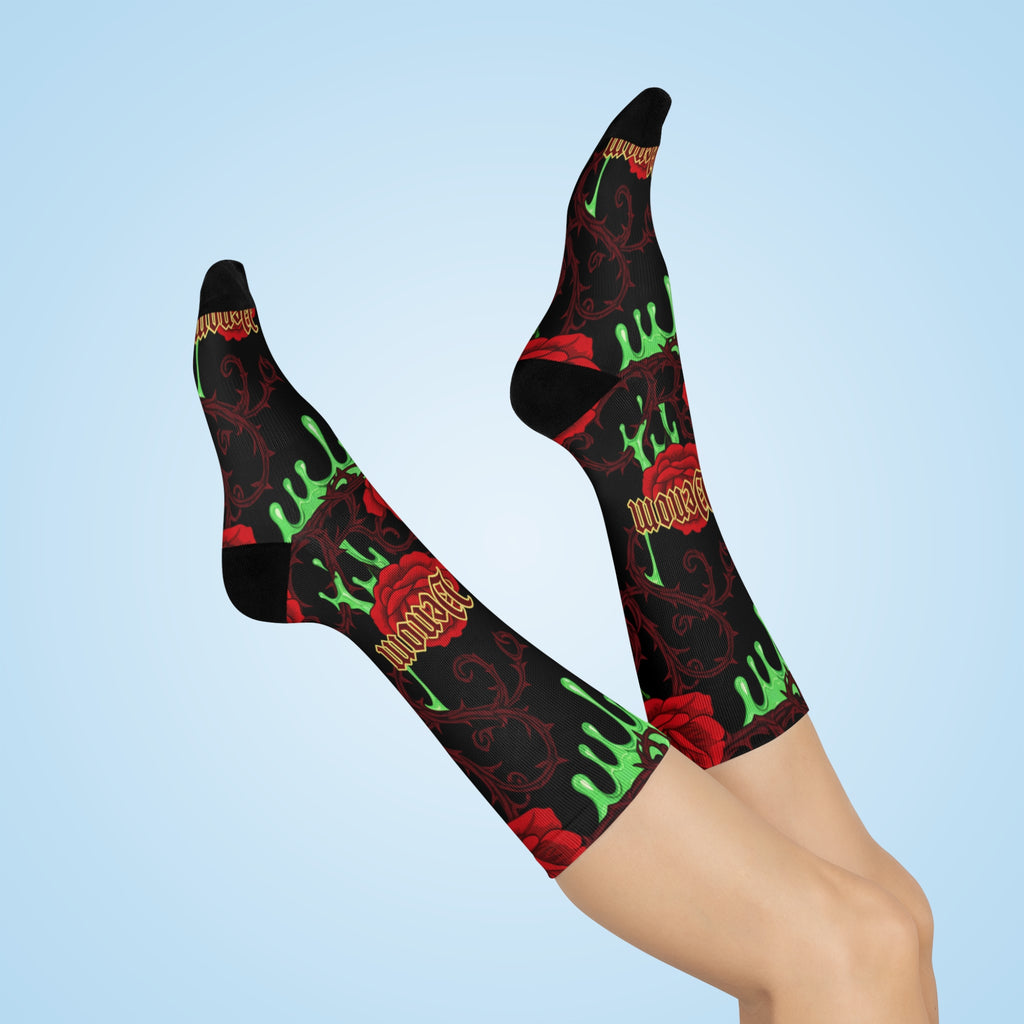 Rose and Venom Cushioned Crew Socks