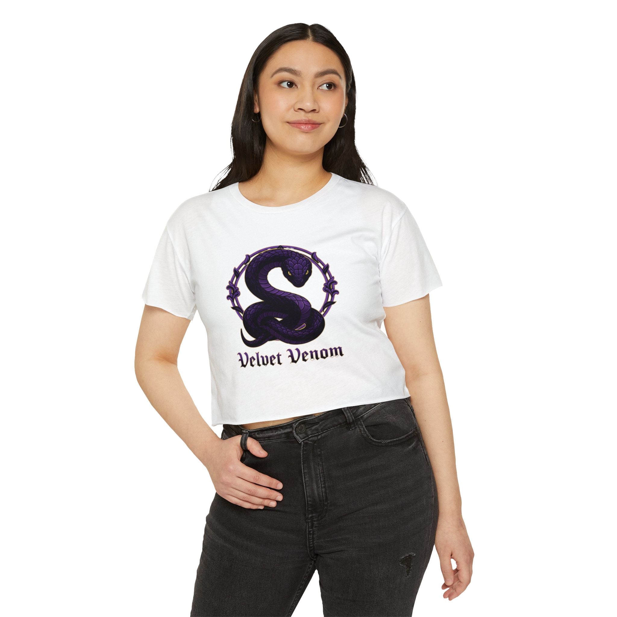Velvet Venom Snake Graphic Crop Tee