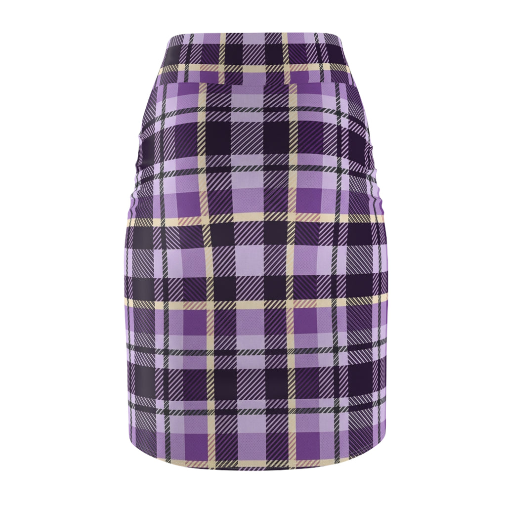 Purple Plaid Pencil Skirt