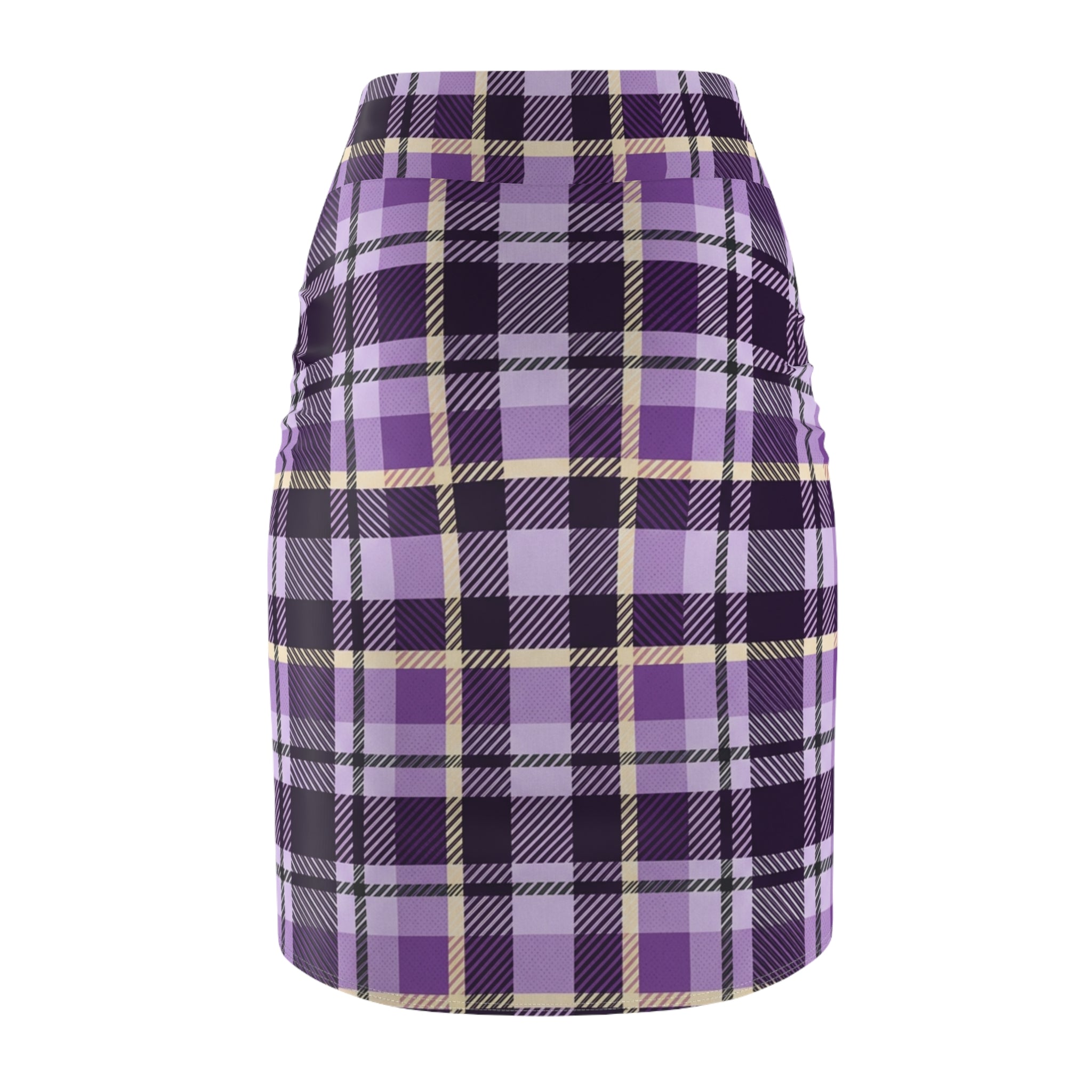 Purple Plaid Pencil Skirt