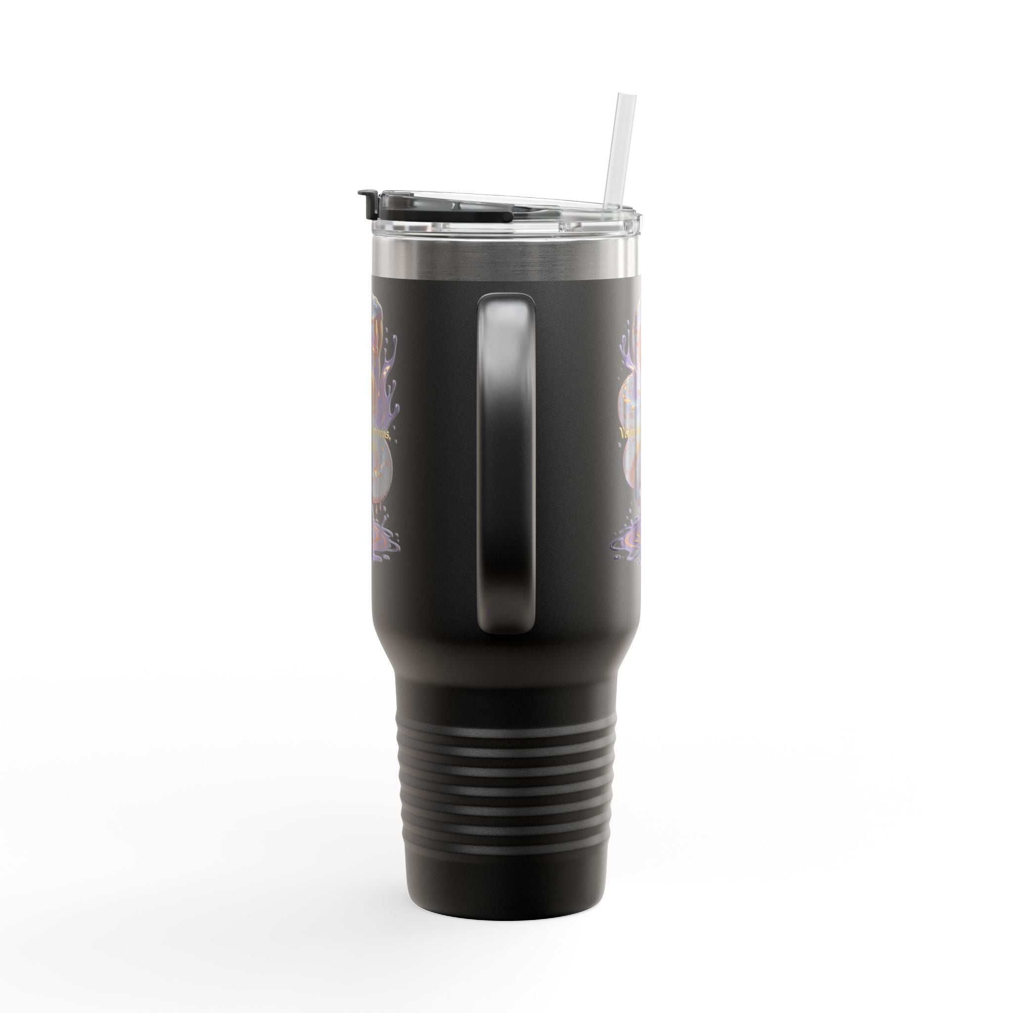 40oz Insulated Travel Mug Black Snake Design