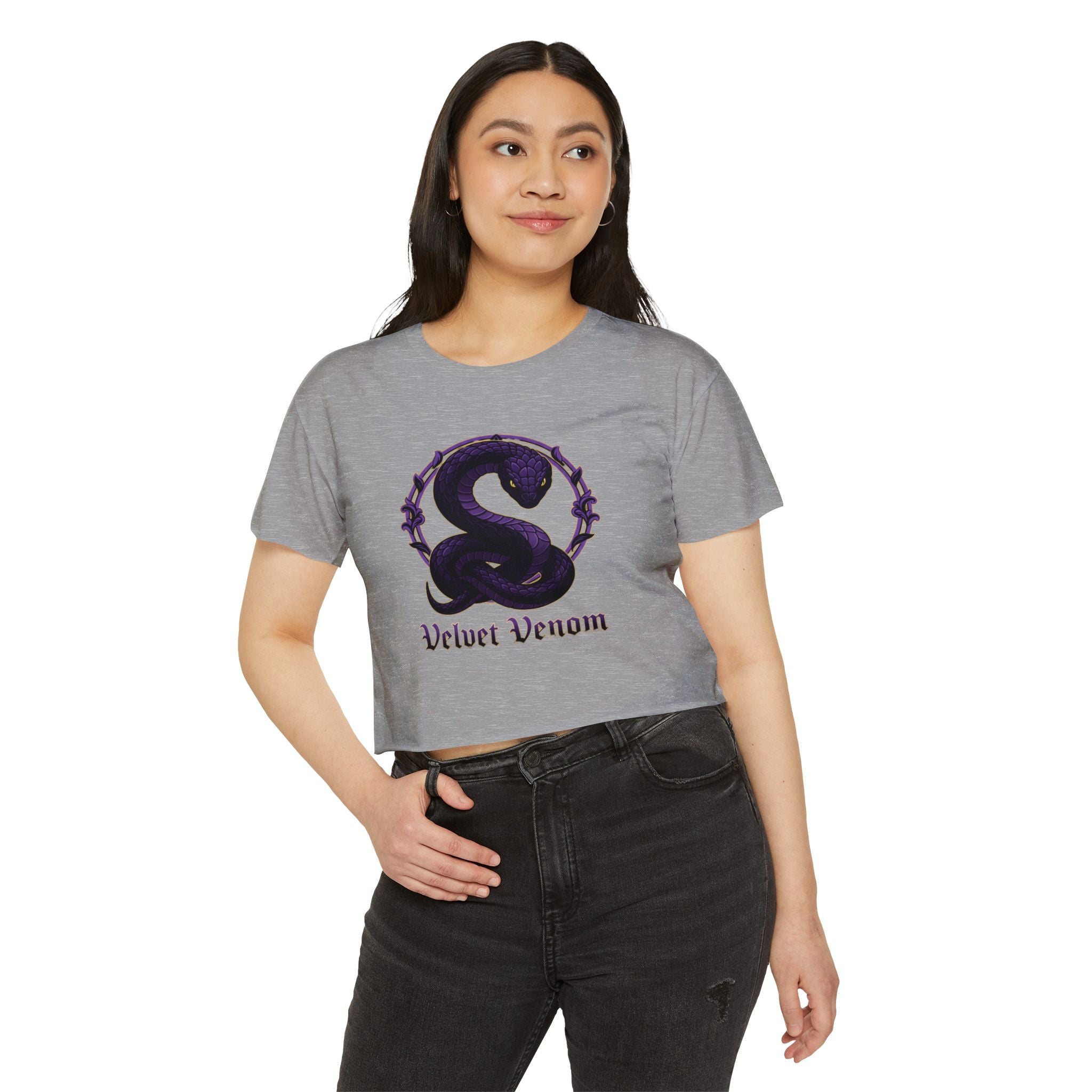 Velvet Venom Snake Graphic Crop Tee