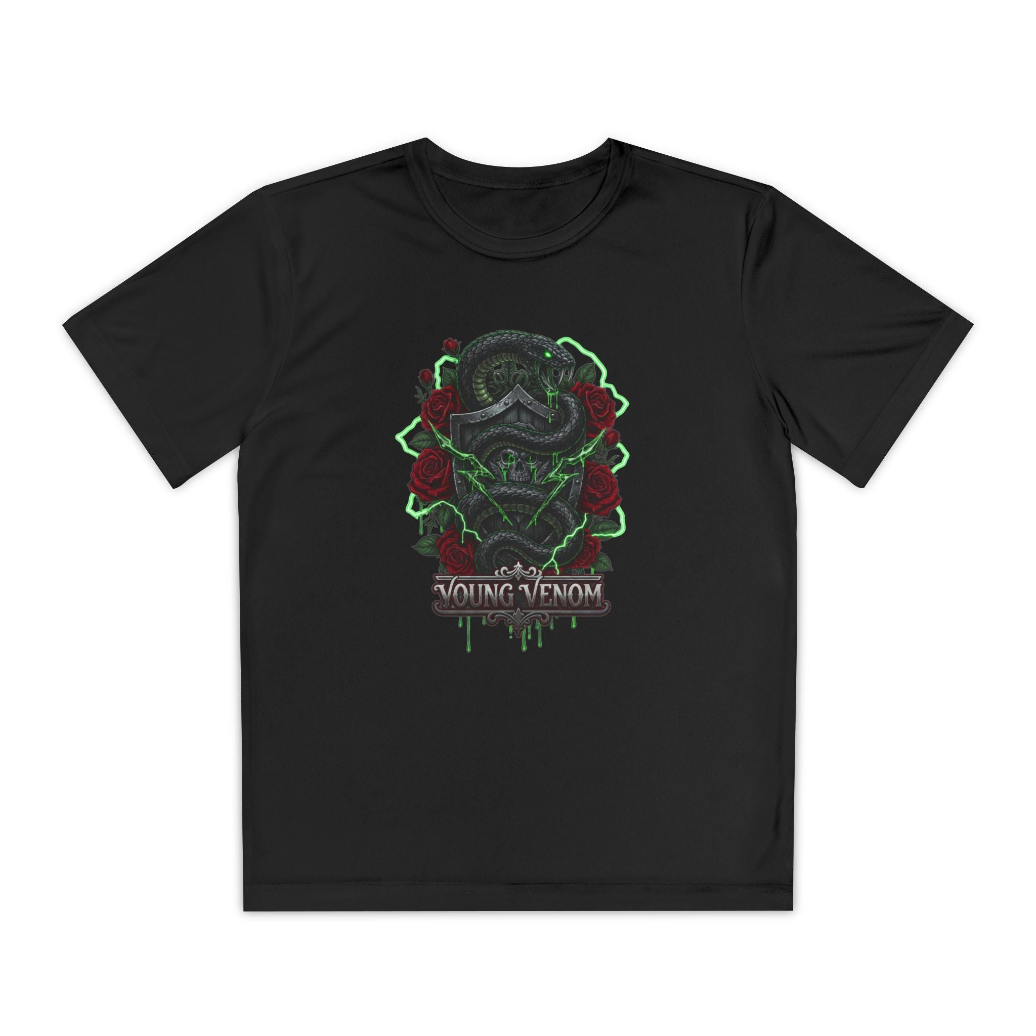 Boys Gothic Skull & Rose Young Venom Tee