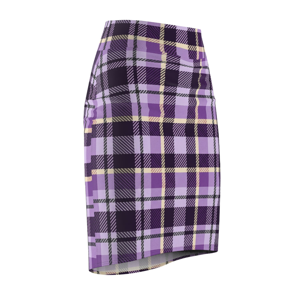 Purple Plaid Pencil Skirt