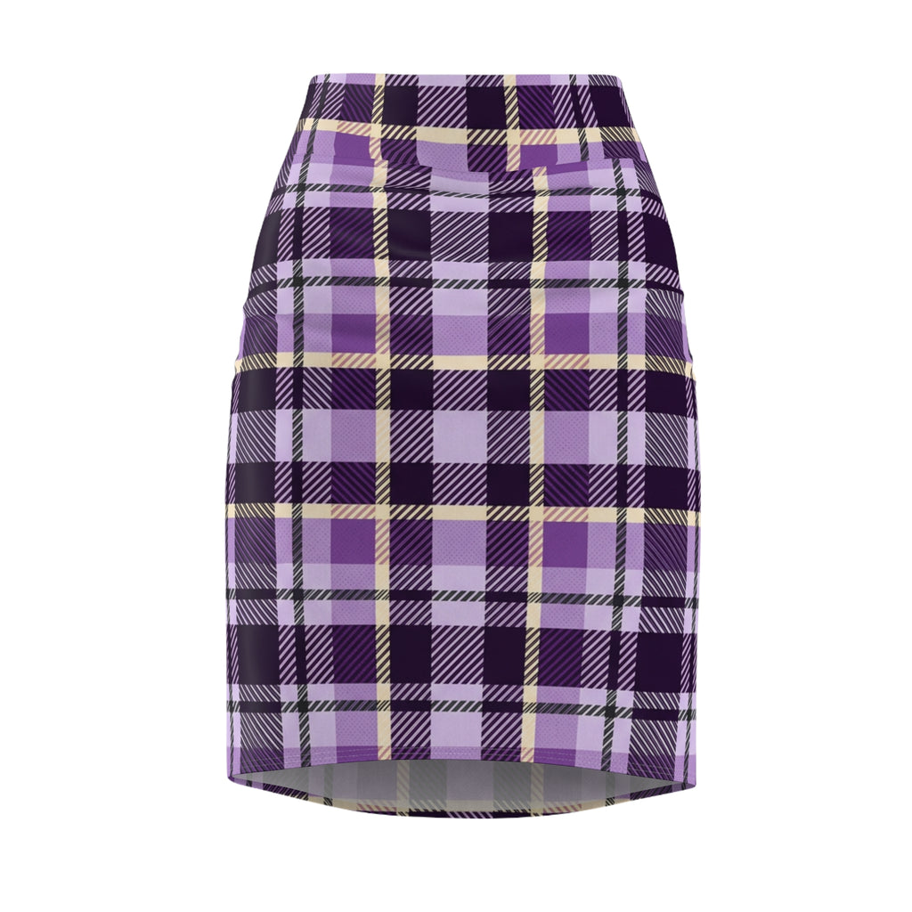 Purple Plaid Pencil Skirt