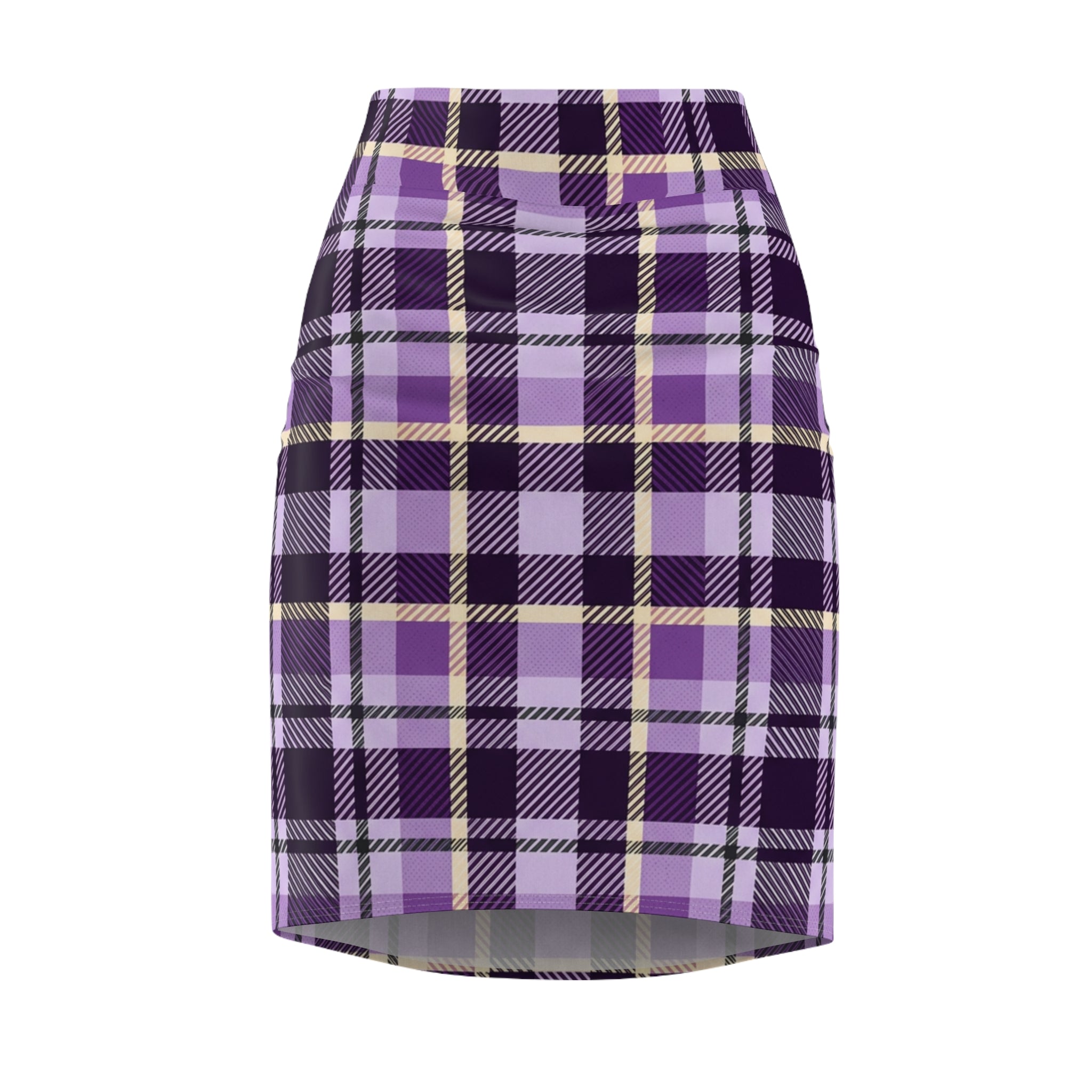 Purple Plaid Pencil Skirt