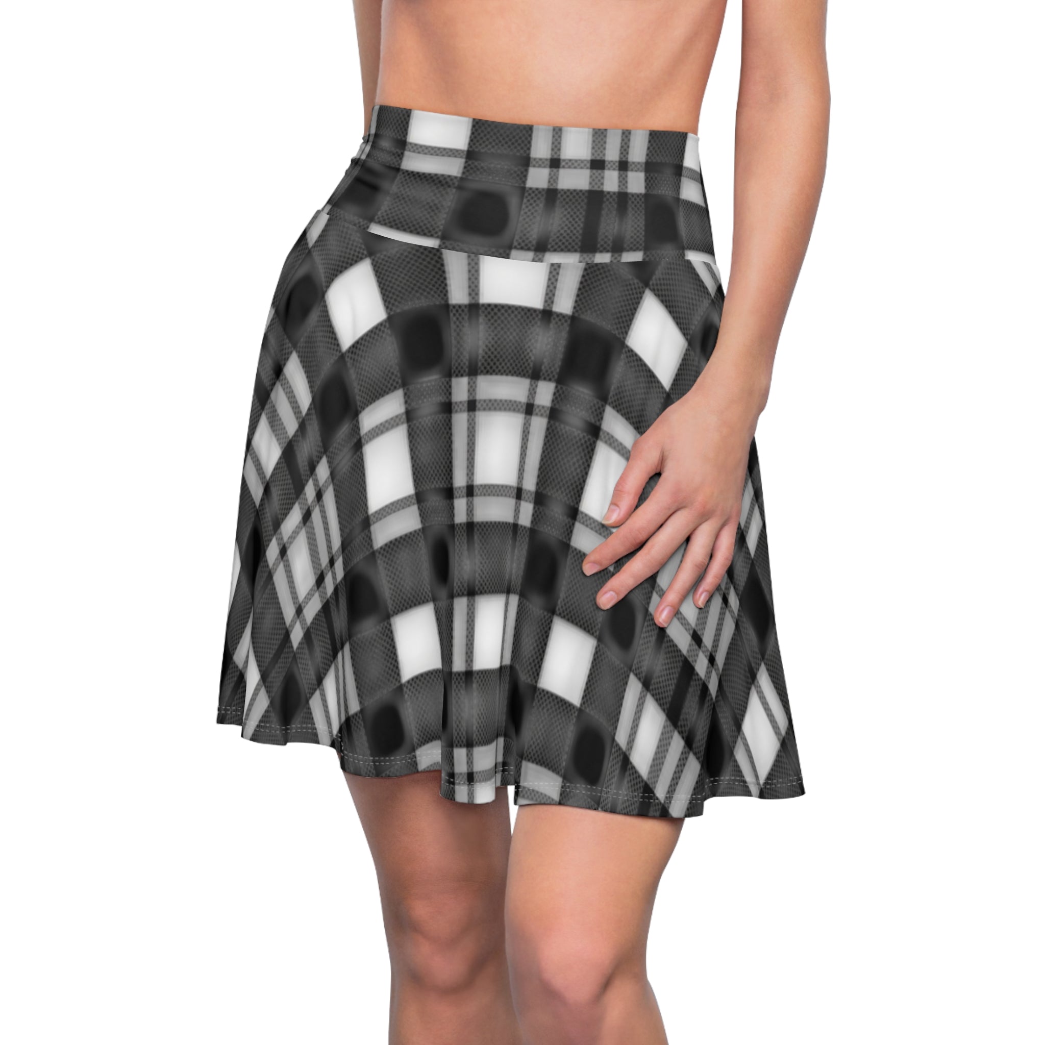 Black Plaid Skater Skirt