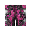 Pink Skulls and Roses Biker Shorts