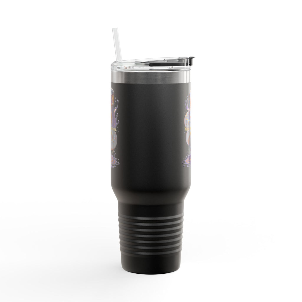 40oz Insulated Travel Mug Black Snake Design