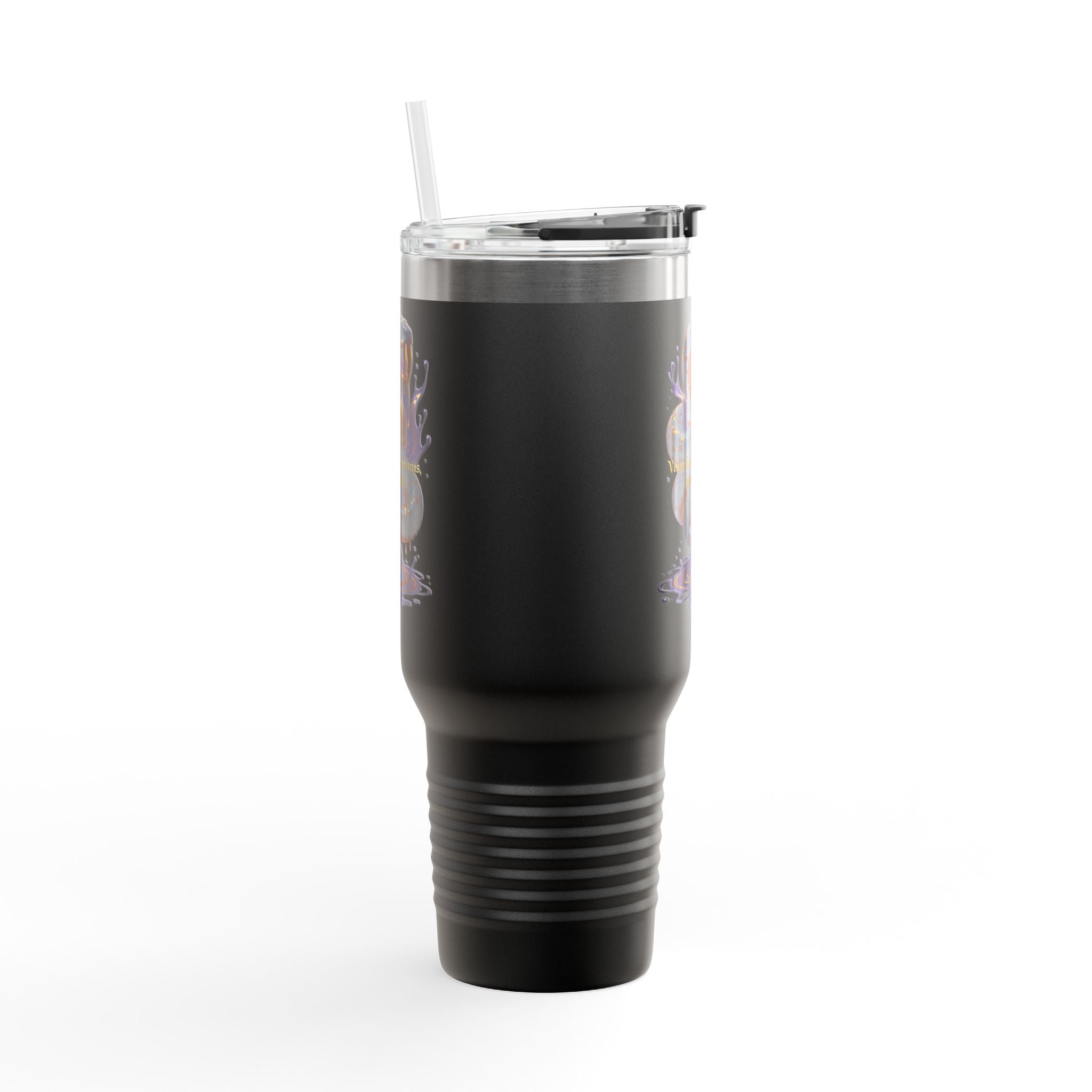 40oz Insulated Travel Mug Black Snake Design