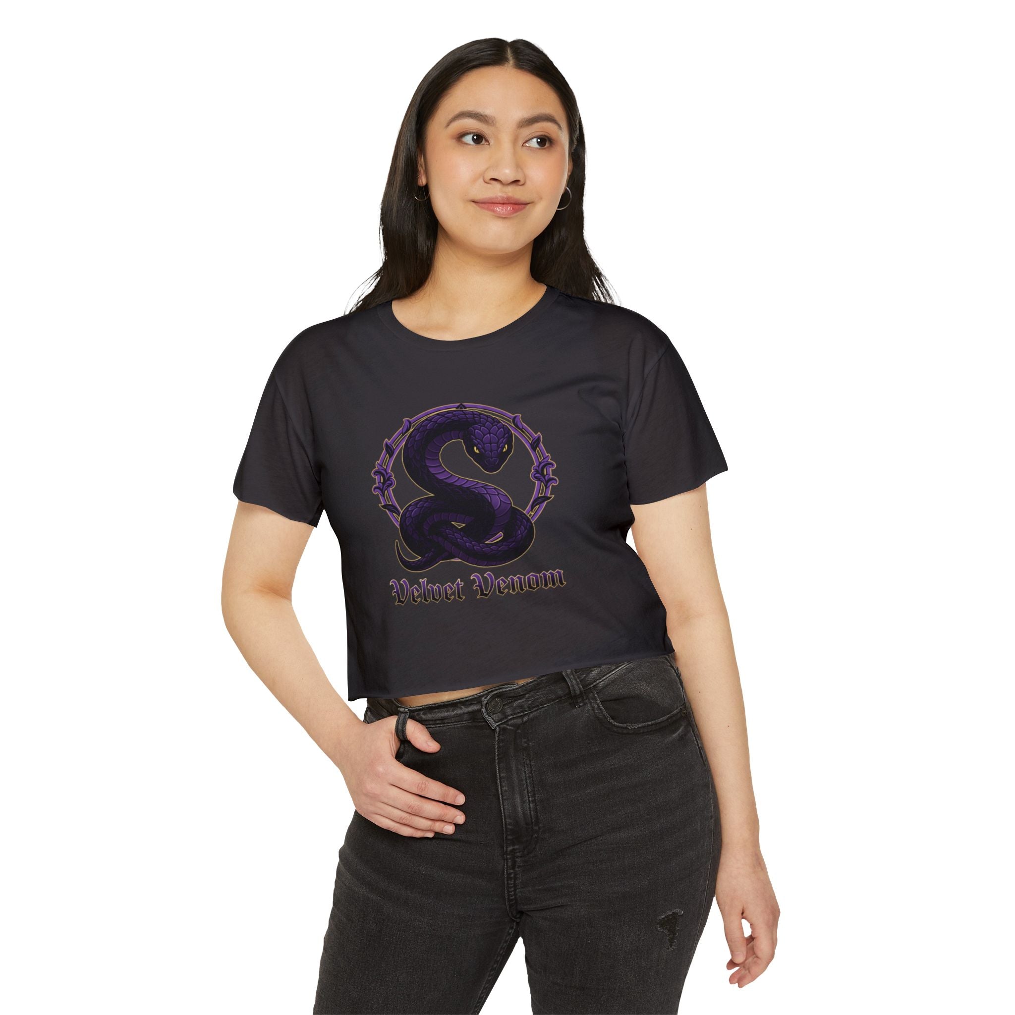 Velvet Venom Snake Graphic Crop Tee