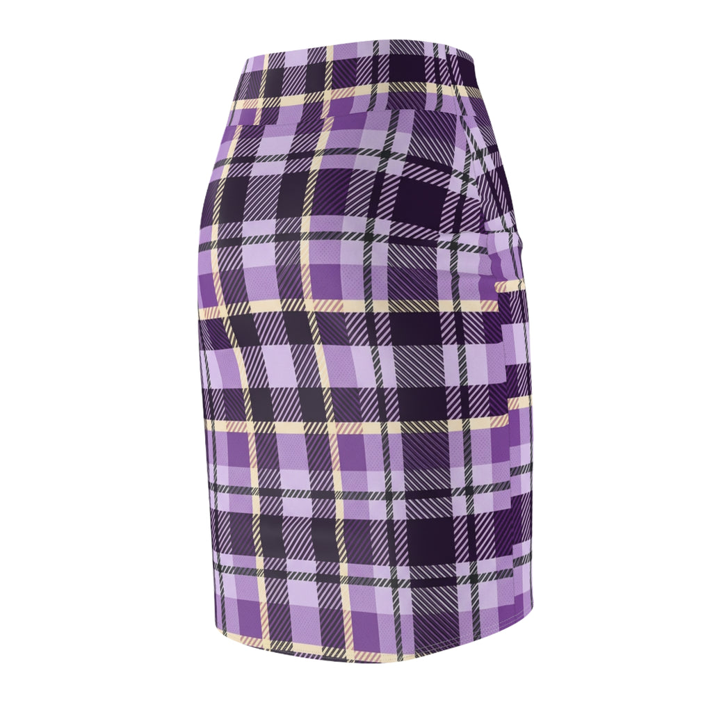 Purple Plaid Pencil Skirt