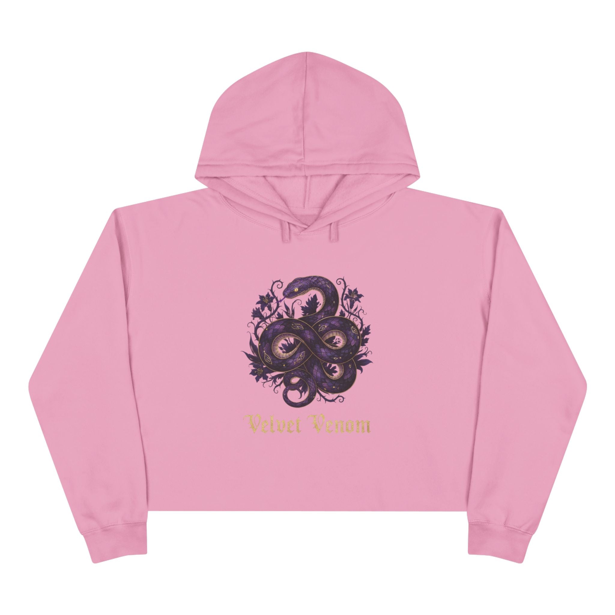 Velvet Venom Gothic Purple Snake Graphic Crop Hoodie