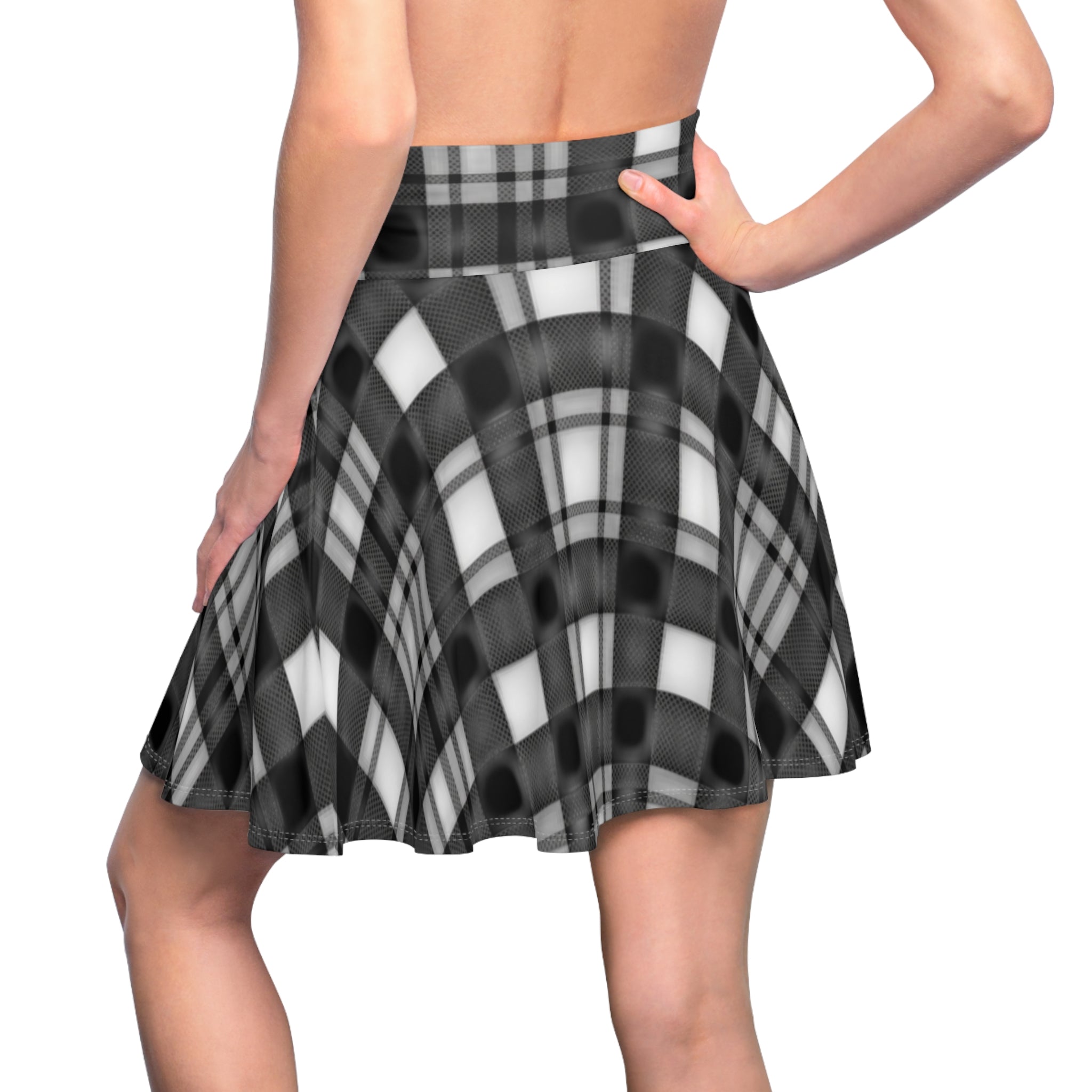Black Plaid Skater Skirt